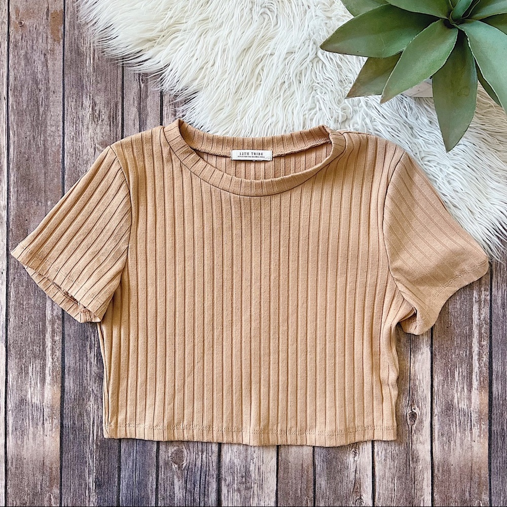 12th Tribe Ribbed Short Sleeve Crop Top